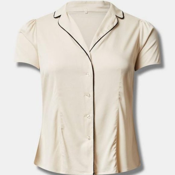 NWT TORRID BLOUSE RETRO CHIC STRETCH CHALLIS BUTTON UP - PLUS SIZE - Picture 4 of 4